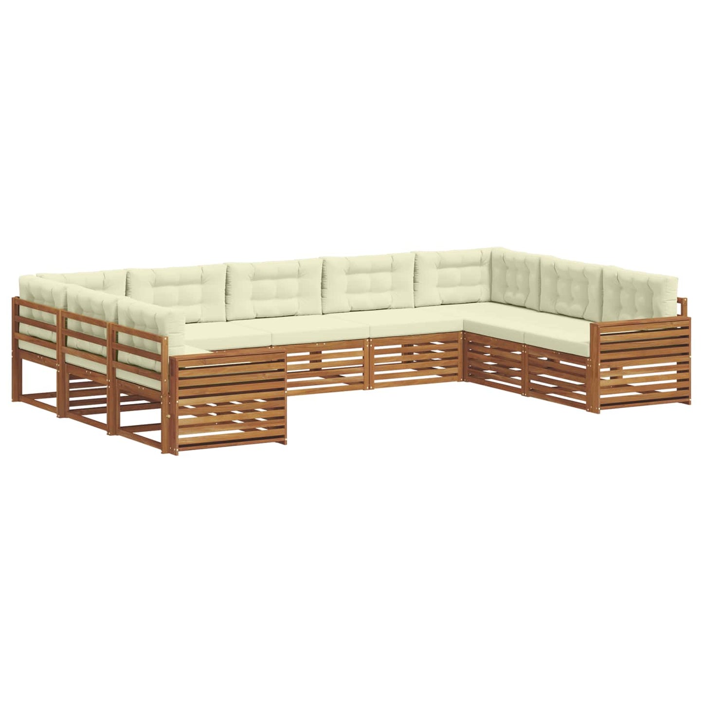 Set divani 9 pcs Naturale e Crema Legno di Acacia Massello