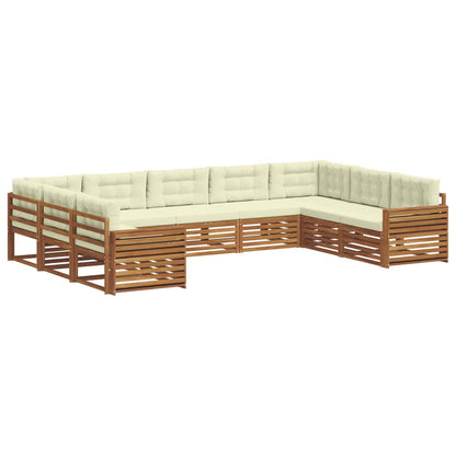 Set divani 9 pcs Naturale e Crema Legno di Acacia Massello