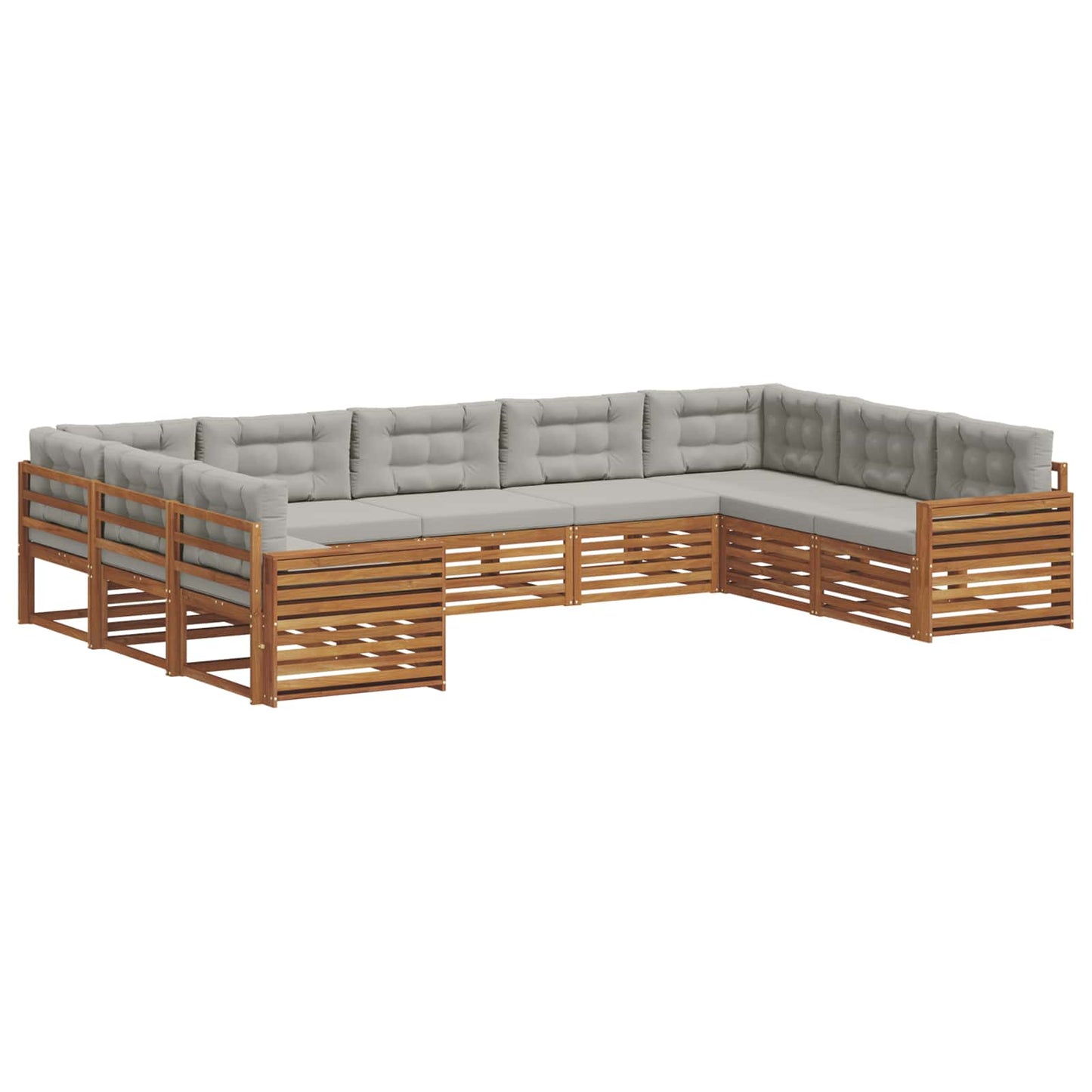 Set divani con cuscino 9 pcs Grigio Naturale e Chiaro