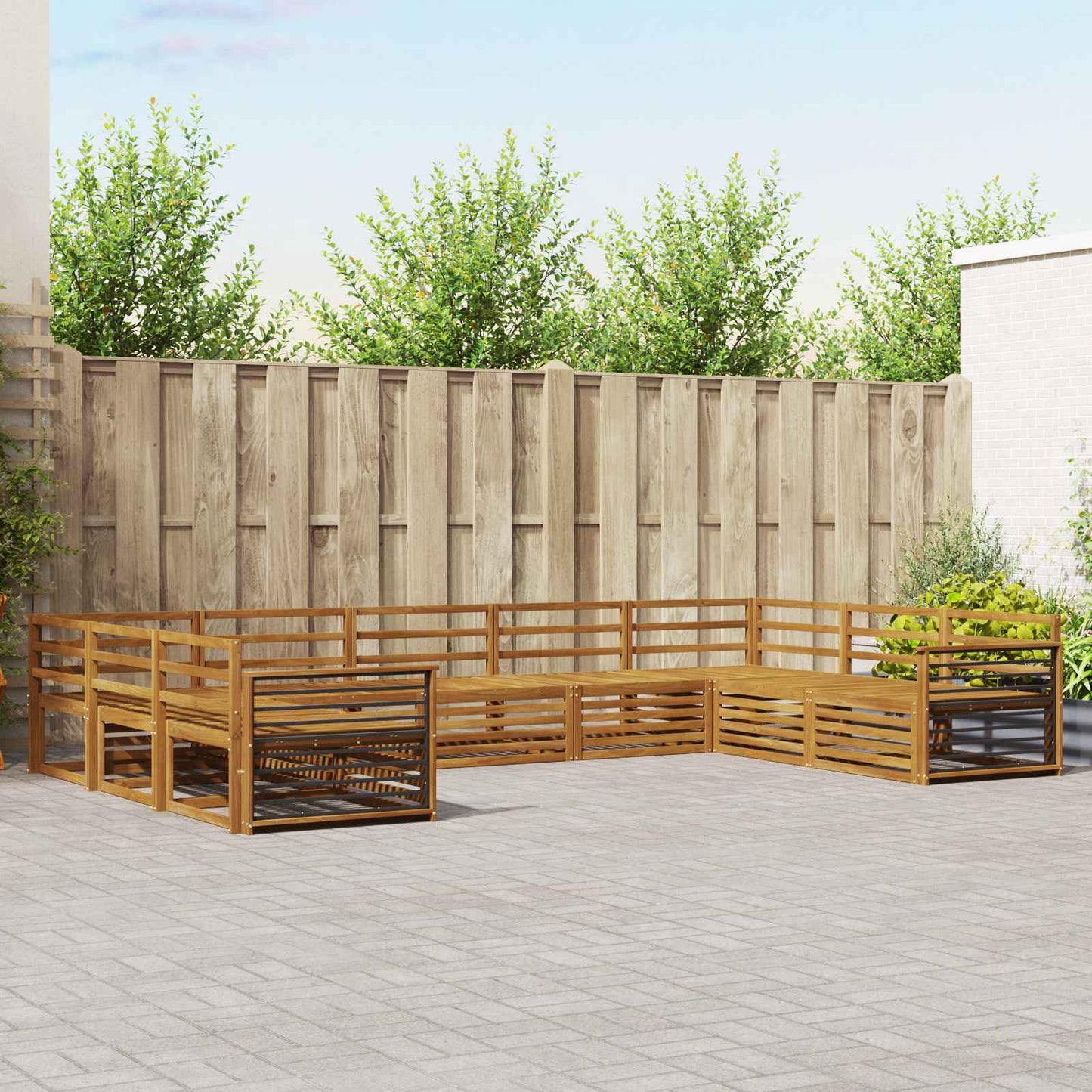 Set divani 9 pcs Naturale Legno di Acacia Massello