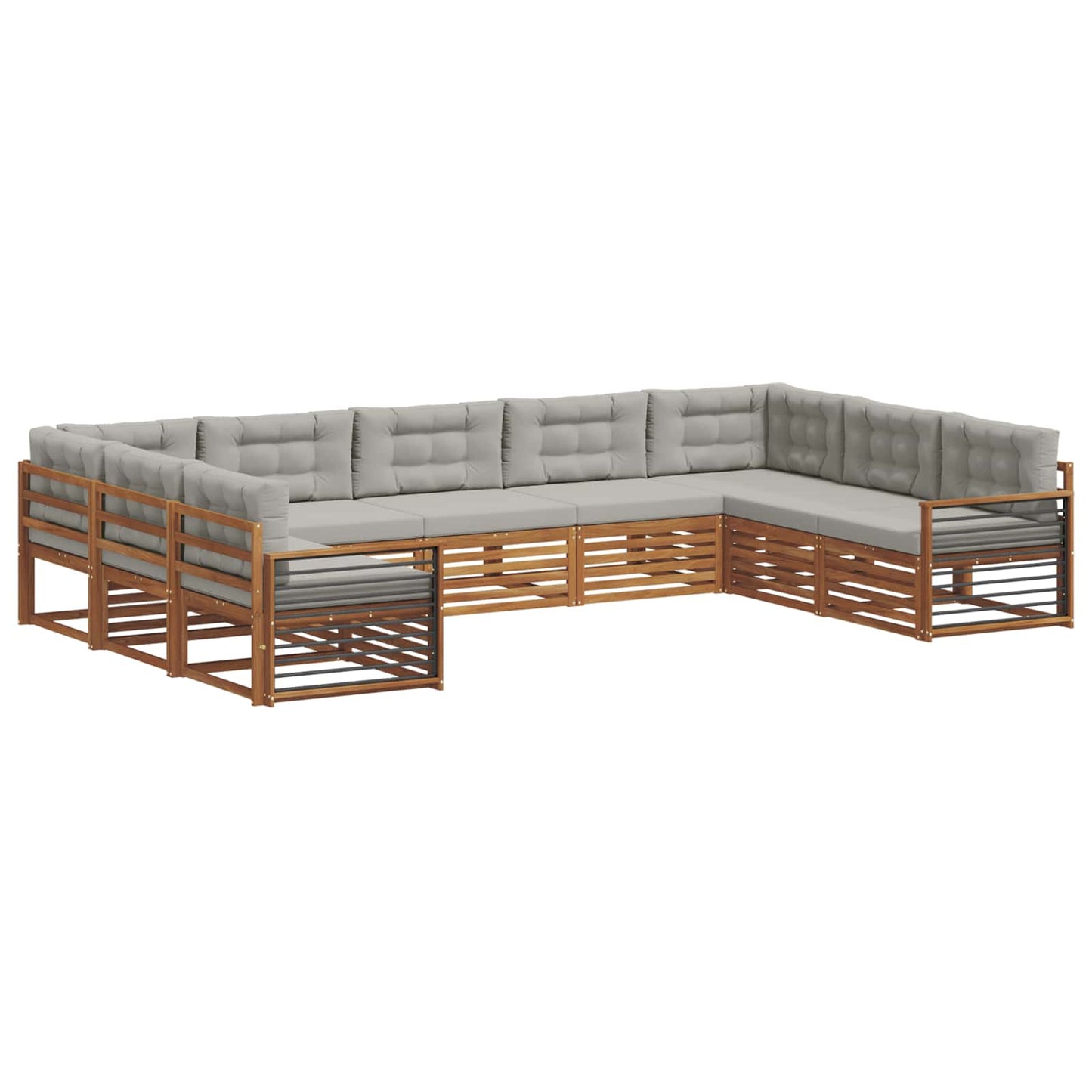 Set divani con cuscino 9 pcs Grigio Naturale e Chiaro