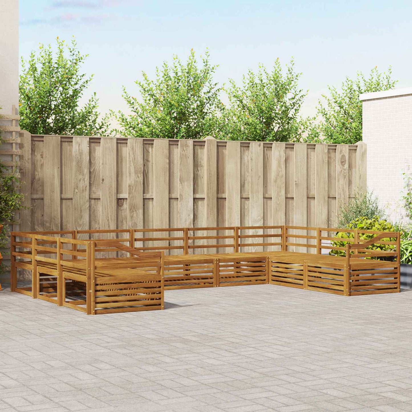 Set divani 9 pcs Naturale Legno di Acacia Massello