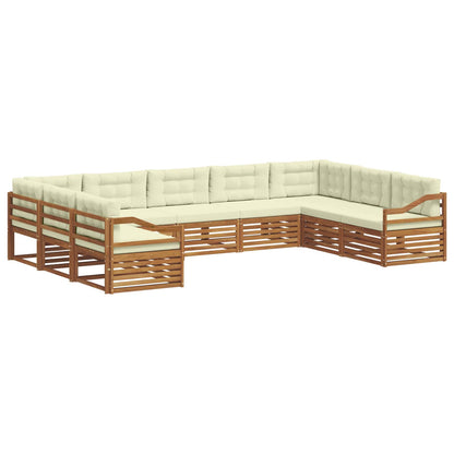 Set divani 9 pcs Naturale e Crema Legno di Acacia Massello