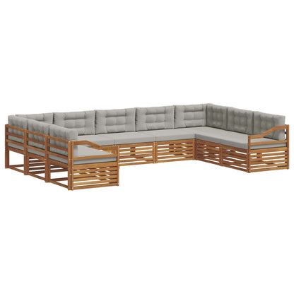 Set divani con cuscino 9 pcs Grigio Naturale e Chiaro