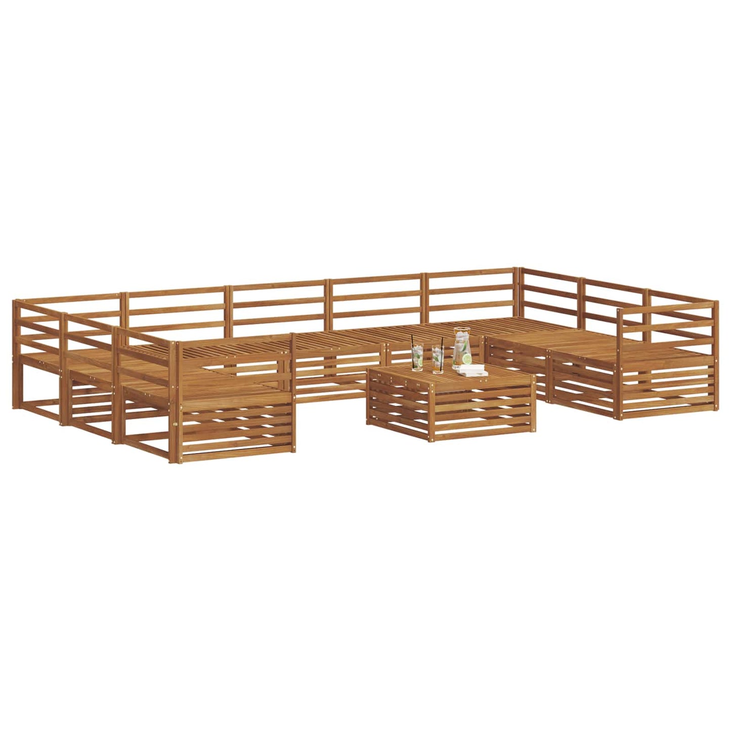 Set divani 10 pcs Naturale Legno di Acacia Massello
