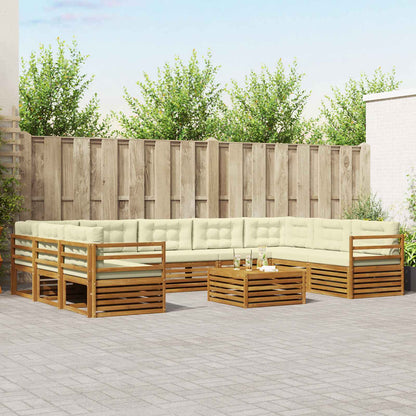 Set divani 10 pcs Naturale e Crema Legno di Acacia Massello