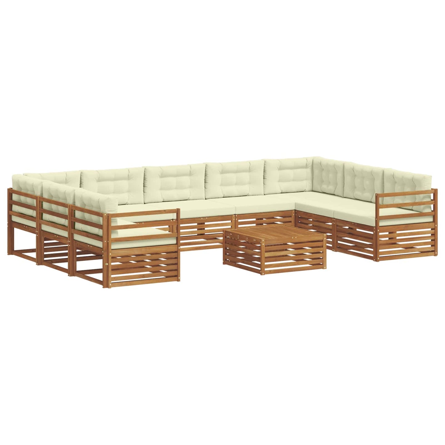 Set divani 10 pcs Naturale e Crema Legno di Acacia Massello