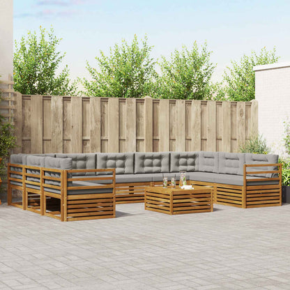 Set divani con cuscino 10 pcs Grigio Naturale e Chiaro