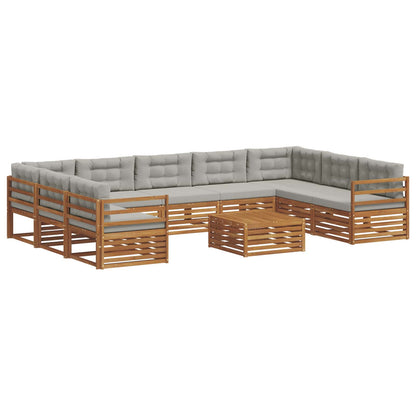 Set divani con cuscino 10 pcs Grigio Naturale e Chiaro