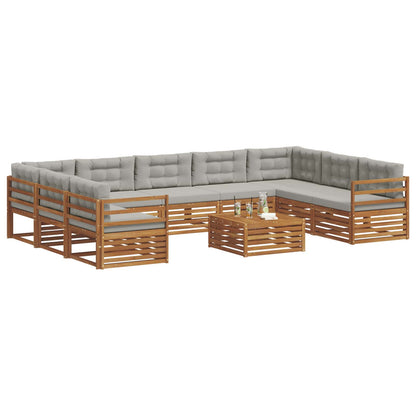 Set divani con cuscino 10 pcs Grigio Naturale e Chiaro