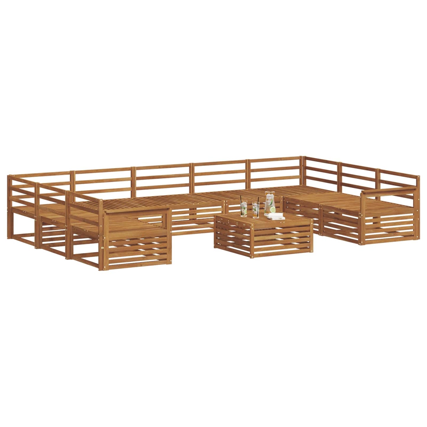 Set divani 10 pcs Naturale Legno di Acacia Massello