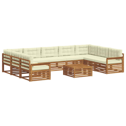 Set divani 10 pcs Naturale e Crema Legno di Acacia Massello
