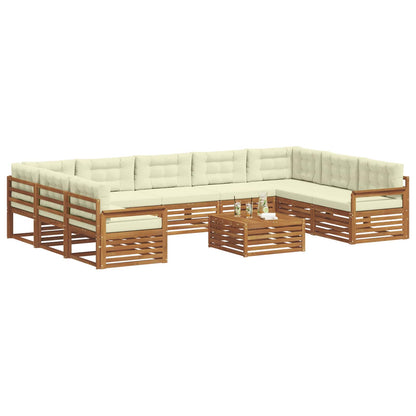 Set divani 10 pcs Naturale e Crema Legno di Acacia Massello