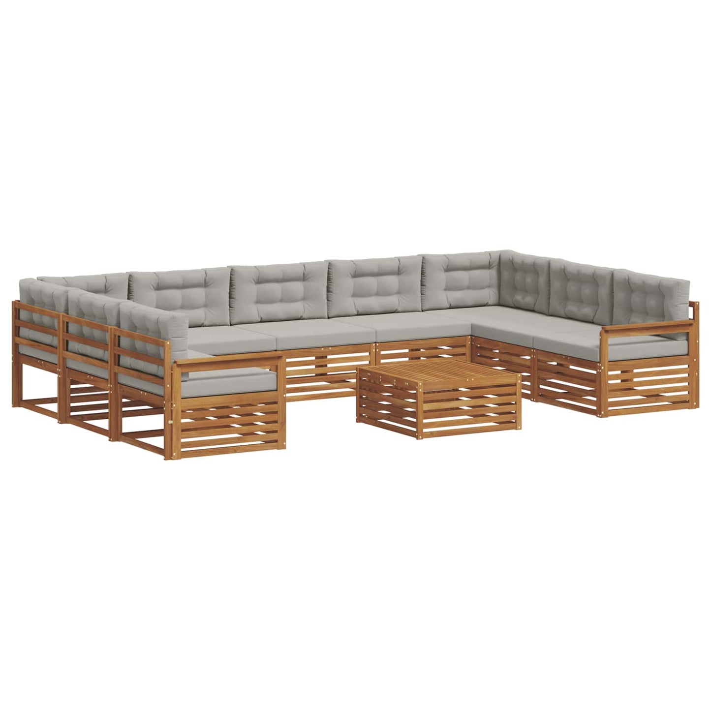 Set divani con cuscino 10 pcs Grigio Naturale e Chiaro