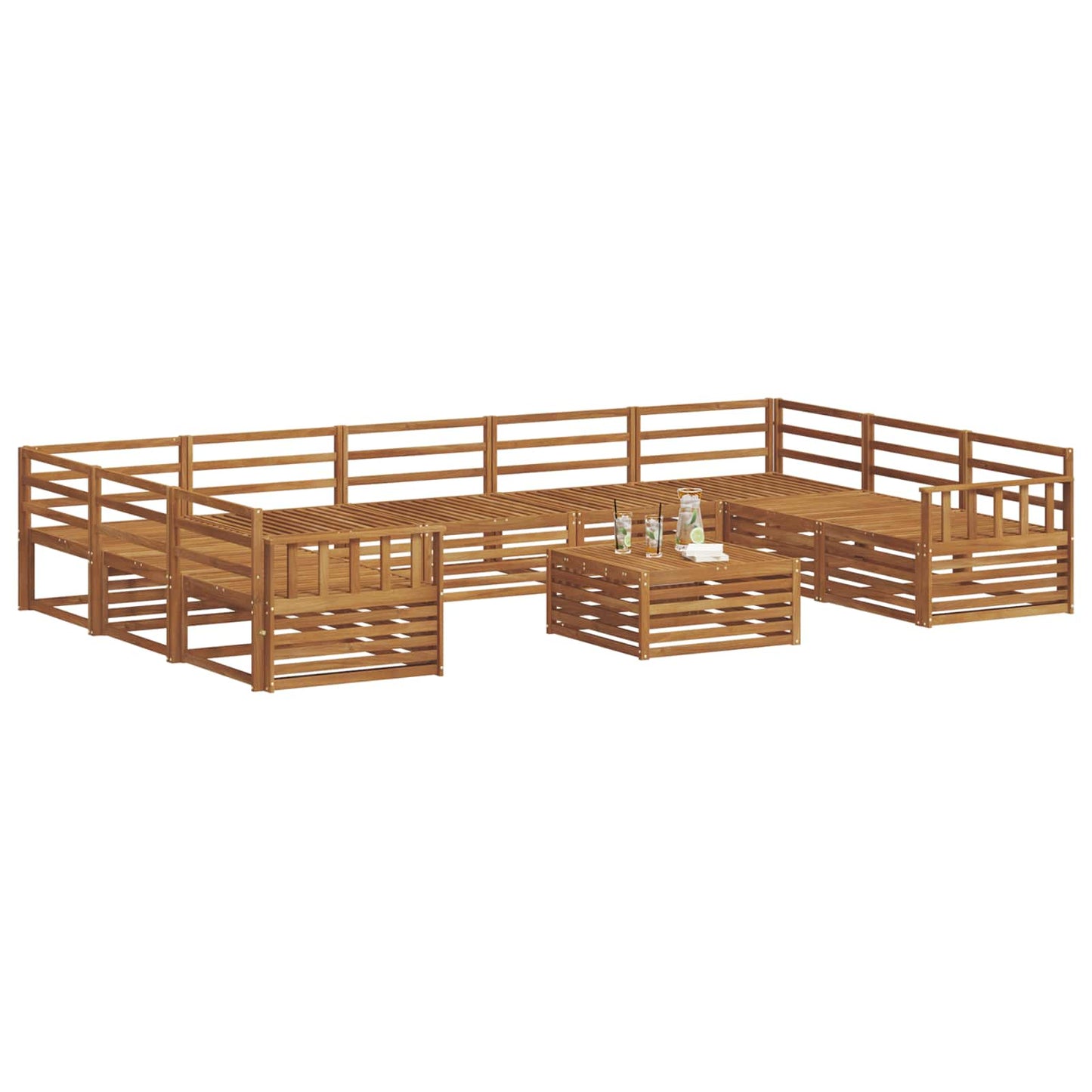 Set divani 10 pcs Naturale Legno di Acacia Massello