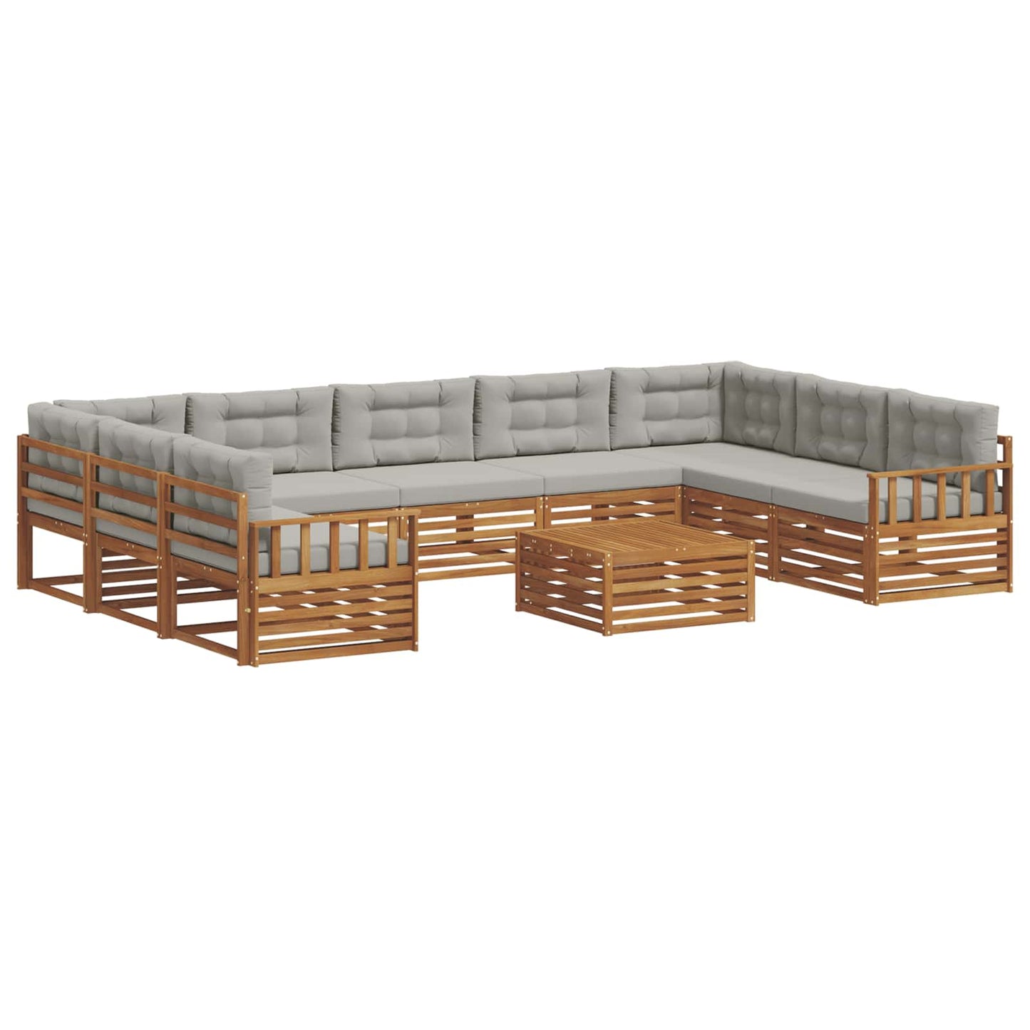 Set divani con cuscino 10 pcs Grigio Naturale e Chiaro