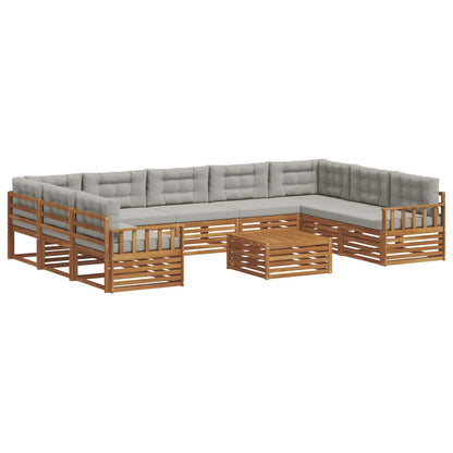 Set divani con cuscino 10 pcs Grigio Naturale e Chiaro