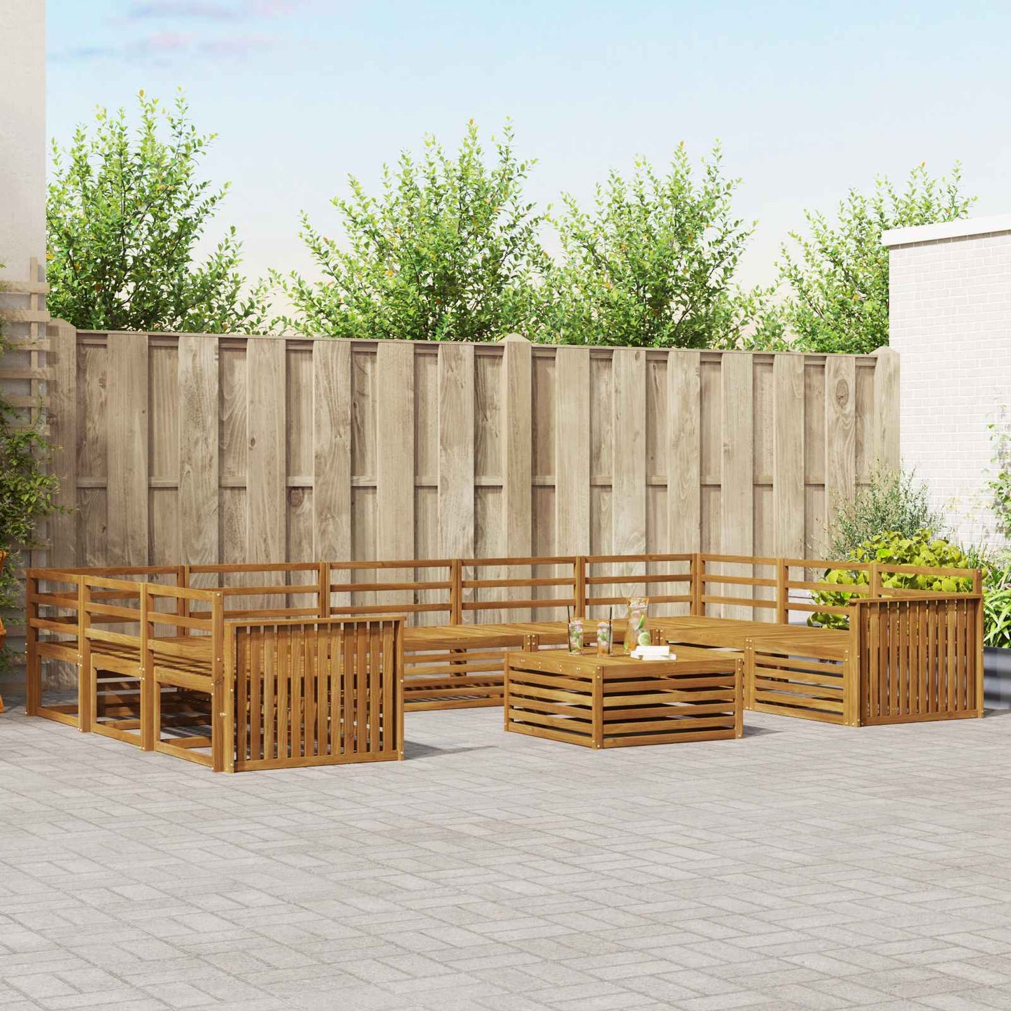 Set divani 10 pcs Naturale Legno di Acacia Massello