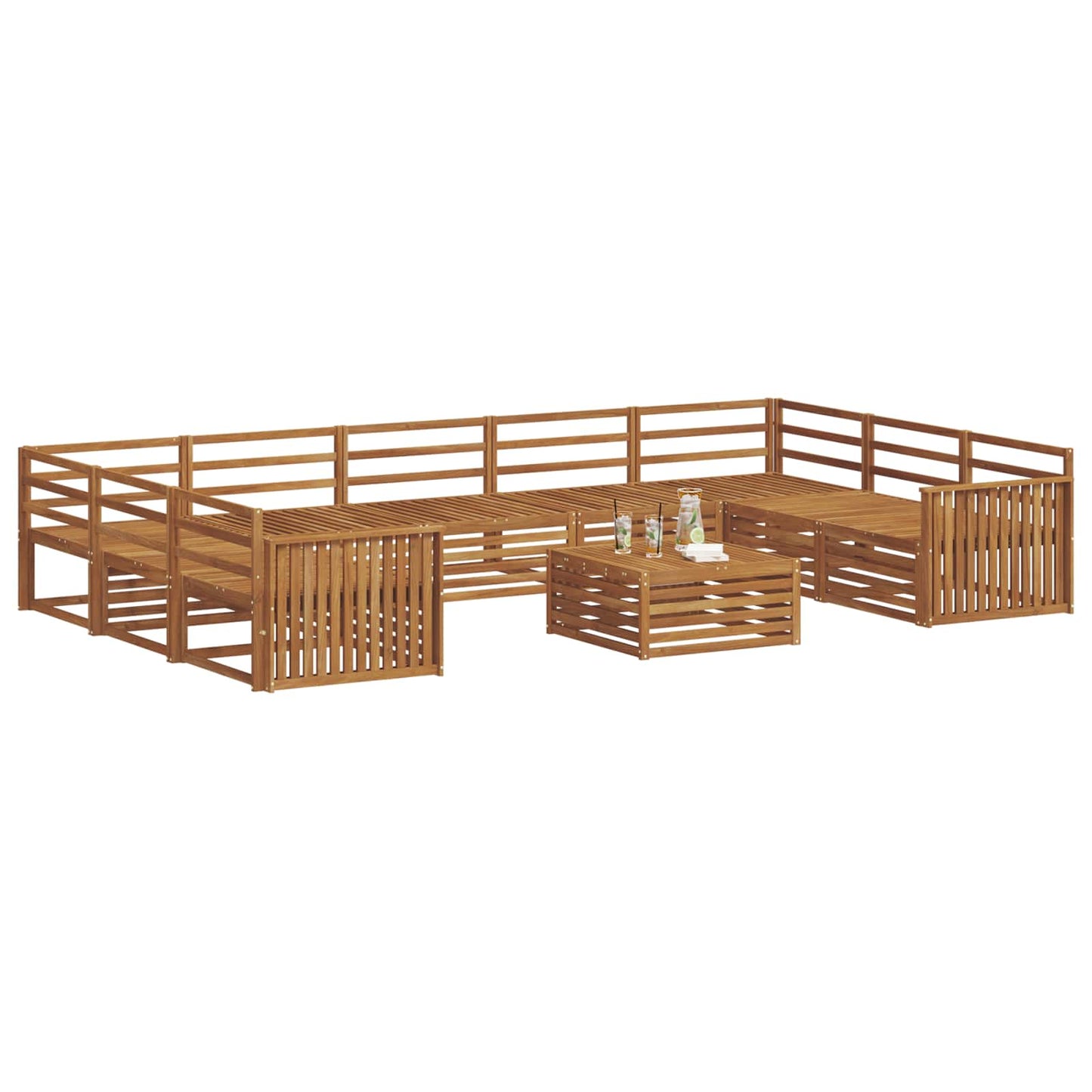 Set divani 10 pcs Naturale Legno di Acacia Massello