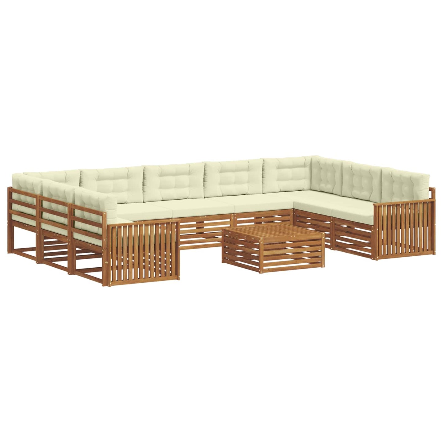 Set divani 10 pcs Naturale e Crema Legno di Acacia Massello