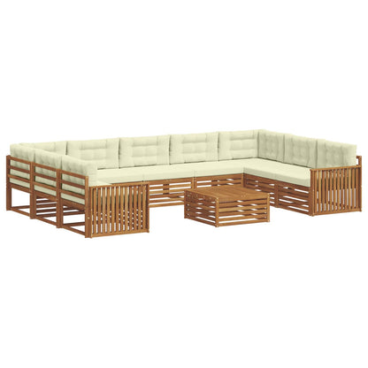 Set divani 10 pcs Naturale e Crema Legno di Acacia Massello