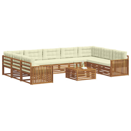 Set divani 10 pcs Naturale e Crema Legno di Acacia Massello