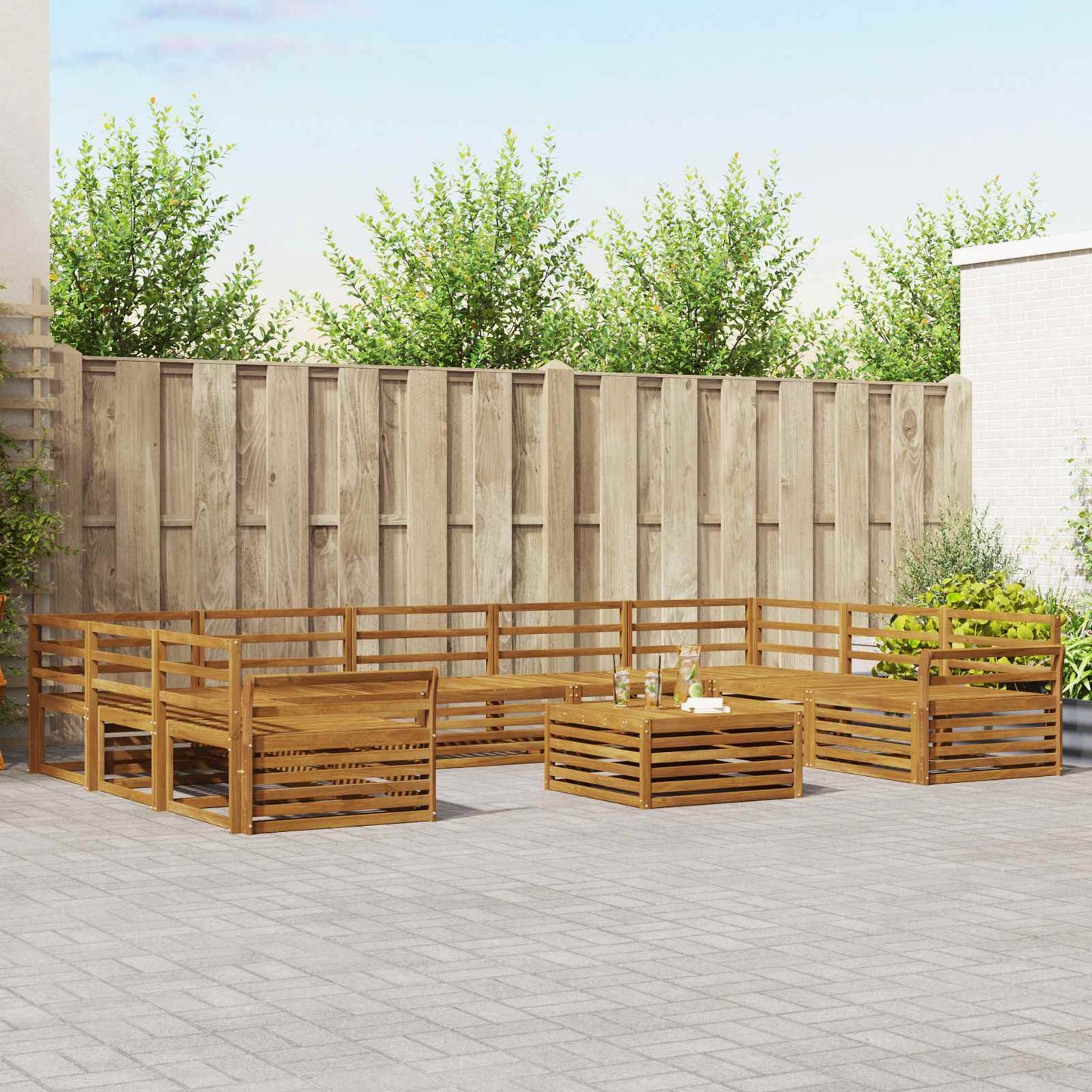 Set divani 10 pcs Naturale Legno di Acacia Massello