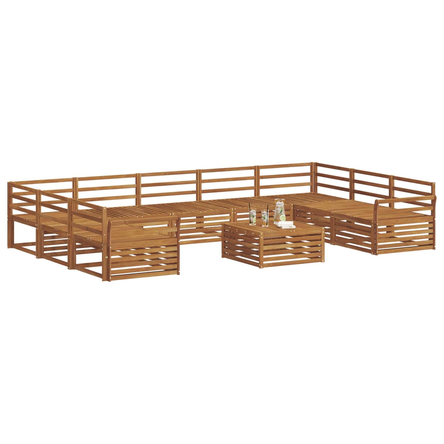 Set divani 10 pcs Naturale Legno di Acacia Massello