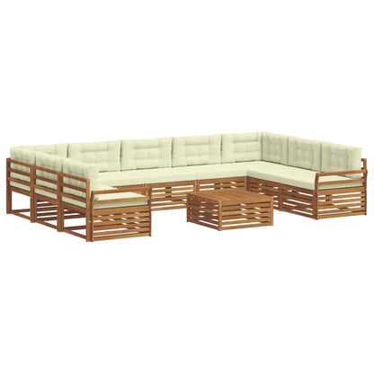 Set divani 10 pcs Naturale e Crema Legno di Acacia Massello