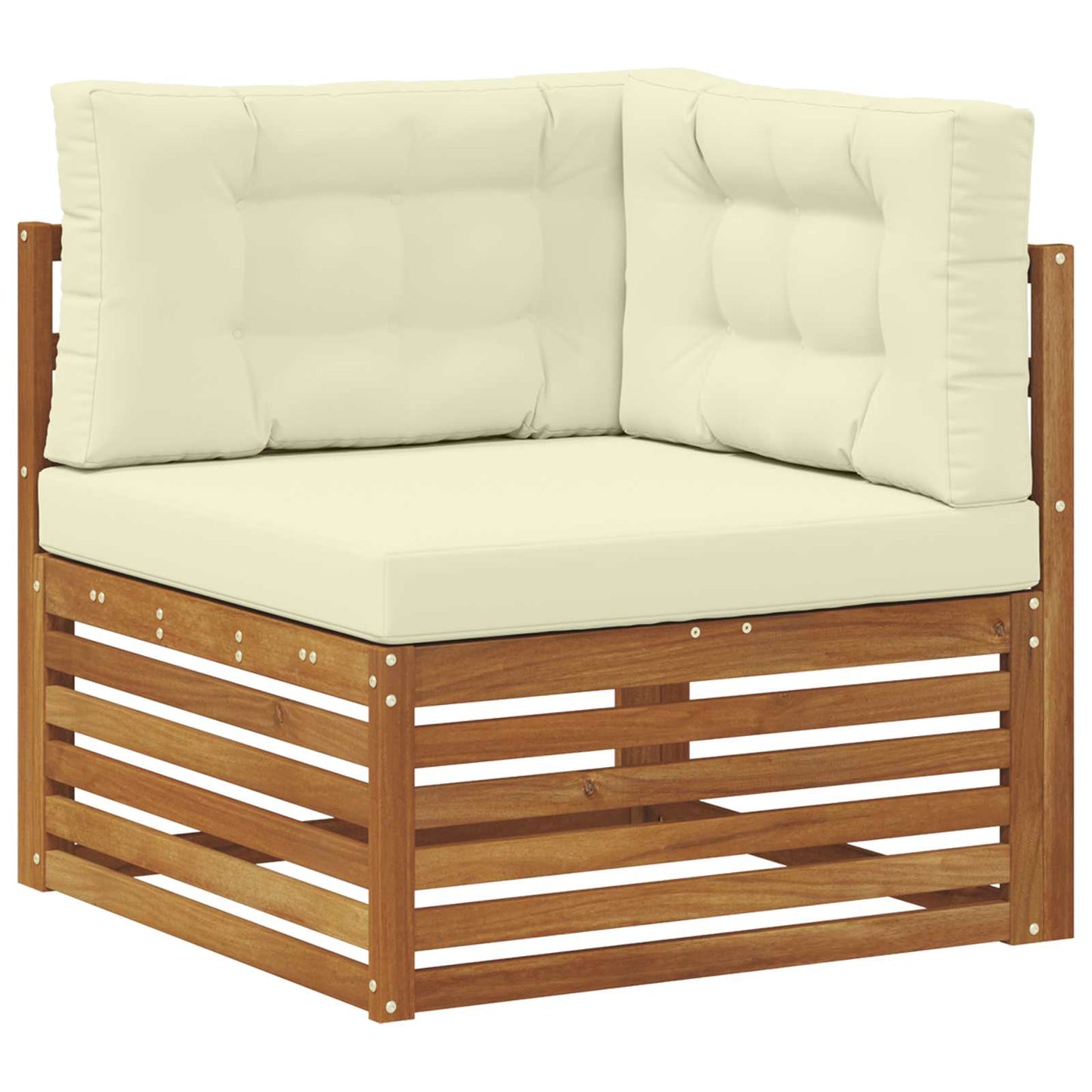 Set divani 10 pcs Naturale e Crema Legno di Acacia Massello