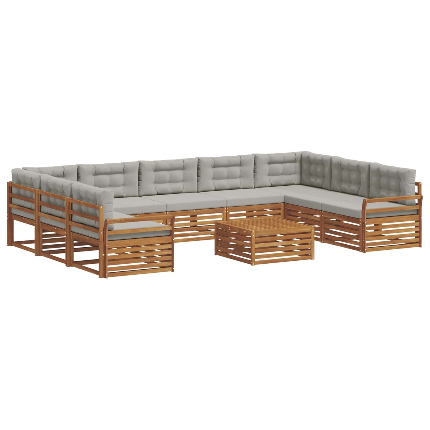 Set divani con cuscino 10 pcs Grigio Naturale e Chiaro