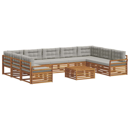 Set divani con cuscino 10 pcs Grigio Naturale e Chiaro