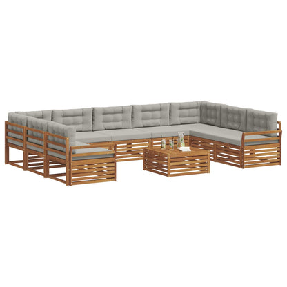 Set divani con cuscino 10 pcs Grigio Naturale e Chiaro