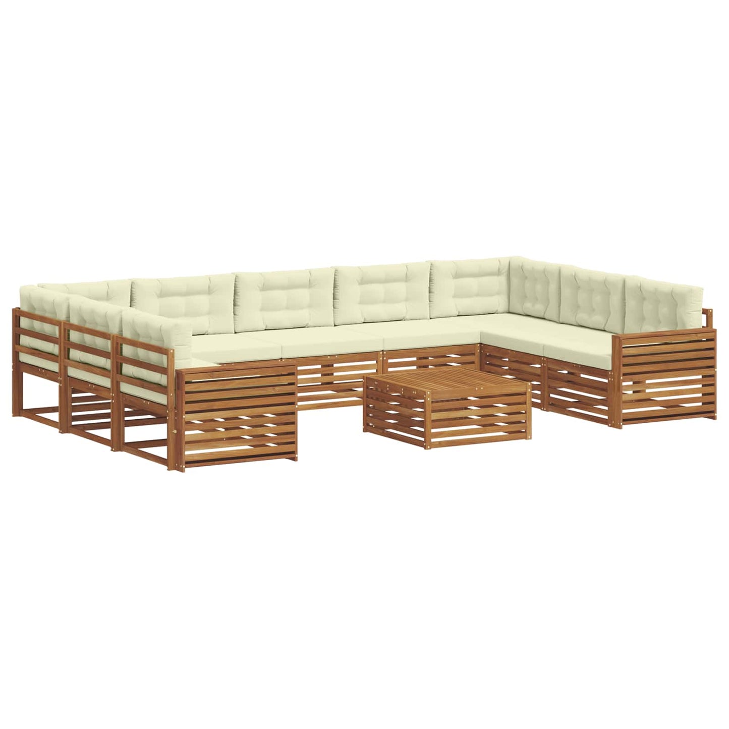 Set divani 10 pcs Naturale e Crema Legno di Acacia Massello