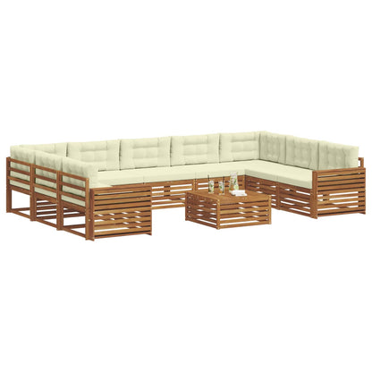 Set divani 10 pcs Naturale e Crema Legno di Acacia Massello