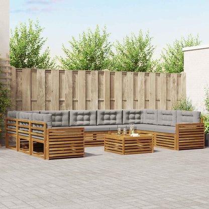 Set divani con cuscino 10 pcs Grigio Naturale e Chiaro