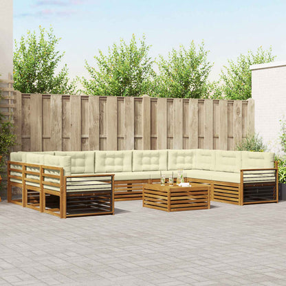 Set divani 10 pcs Naturale e Crema Legno di Acacia Massello
