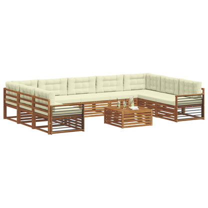Set divani 10 pcs Naturale e Crema Legno di Acacia Massello