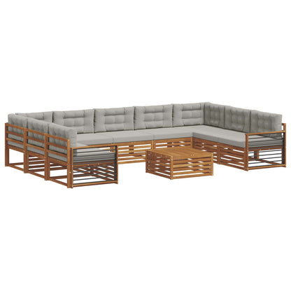 Set divani con cuscino 10 pcs Grigio Naturale e Chiaro