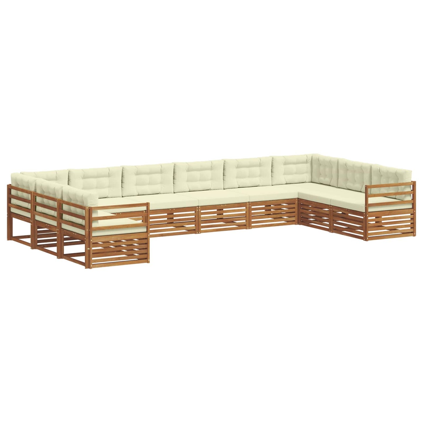 Set divani 10 pcs Naturale e Crema Legno di Acacia Massello