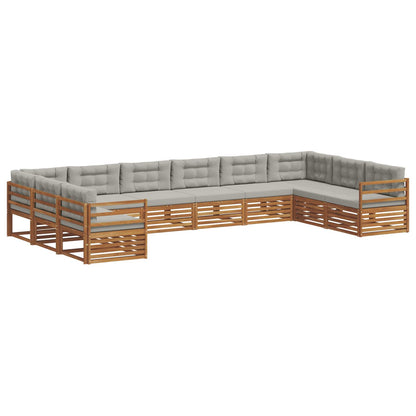 Set divani con cuscino 10 pcs Grigio Naturale e Chiaro