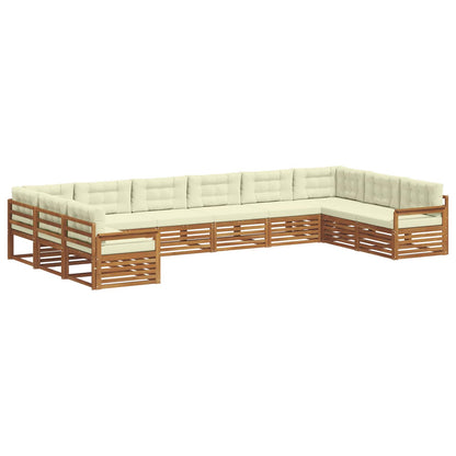 Set divani 10 pcs Naturale e Crema Legno di Acacia Massello