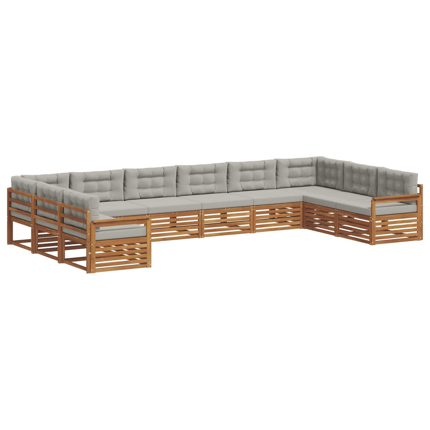 Set divani con cuscino 10 pcs Grigio Naturale e Chiaro
