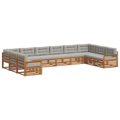 Set divani con cuscino 10 pcs Grigio Naturale e Chiaro