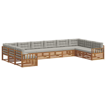 Set divani con cuscino 10 pcs Grigio Naturale e Chiaro