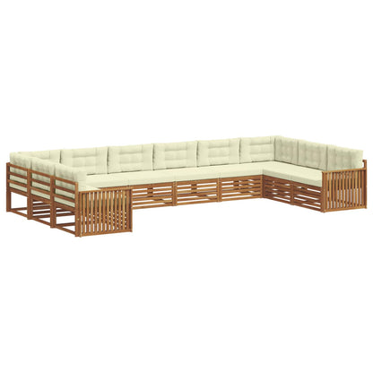 Set divani 10 pcs Naturale e Crema Legno di Acacia Massello