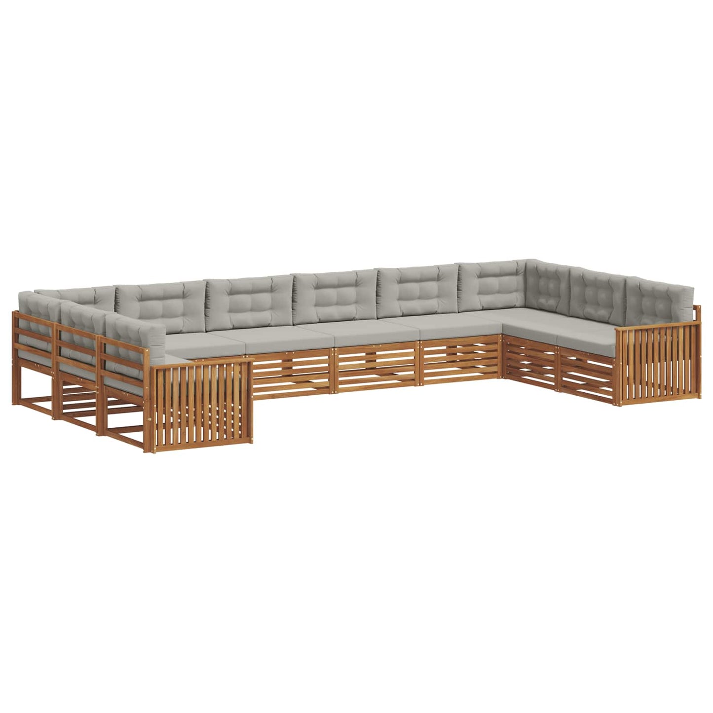 Set divani con cuscino 10 pcs Grigio Naturale e Chiaro