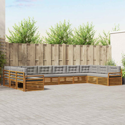 Set divani con cuscino 10 pcs Grigio Naturale e Chiaro