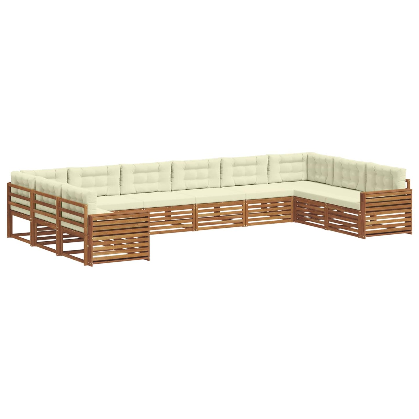 Set divani 10 pcs Naturale e Crema Legno di Acacia Massello