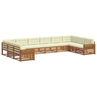 Set divani 10 pcs Naturale e Crema Legno di Acacia Massello